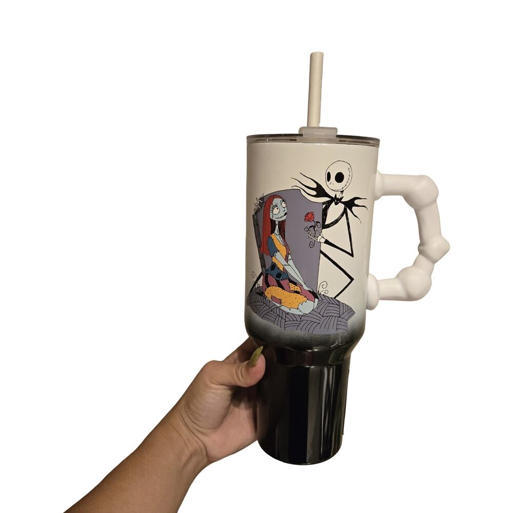 The Nightmare Before Christmas Jack and Sally 40oz Tumbler with Bone Handle